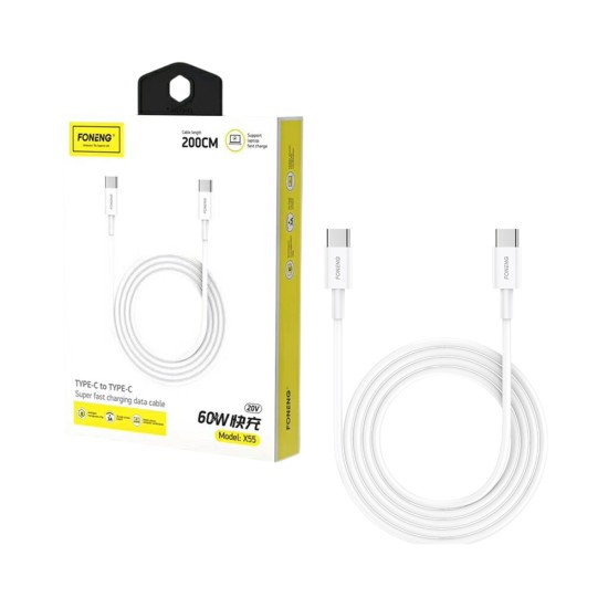 Cabo Foneng X55 Tipo C para Tipo C 60W 2M Branco